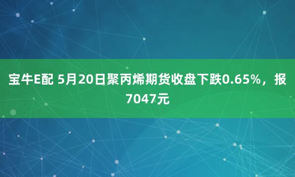 宝牛E配 5月20日聚丙烯期货收盘下跌0.65%，报7047元